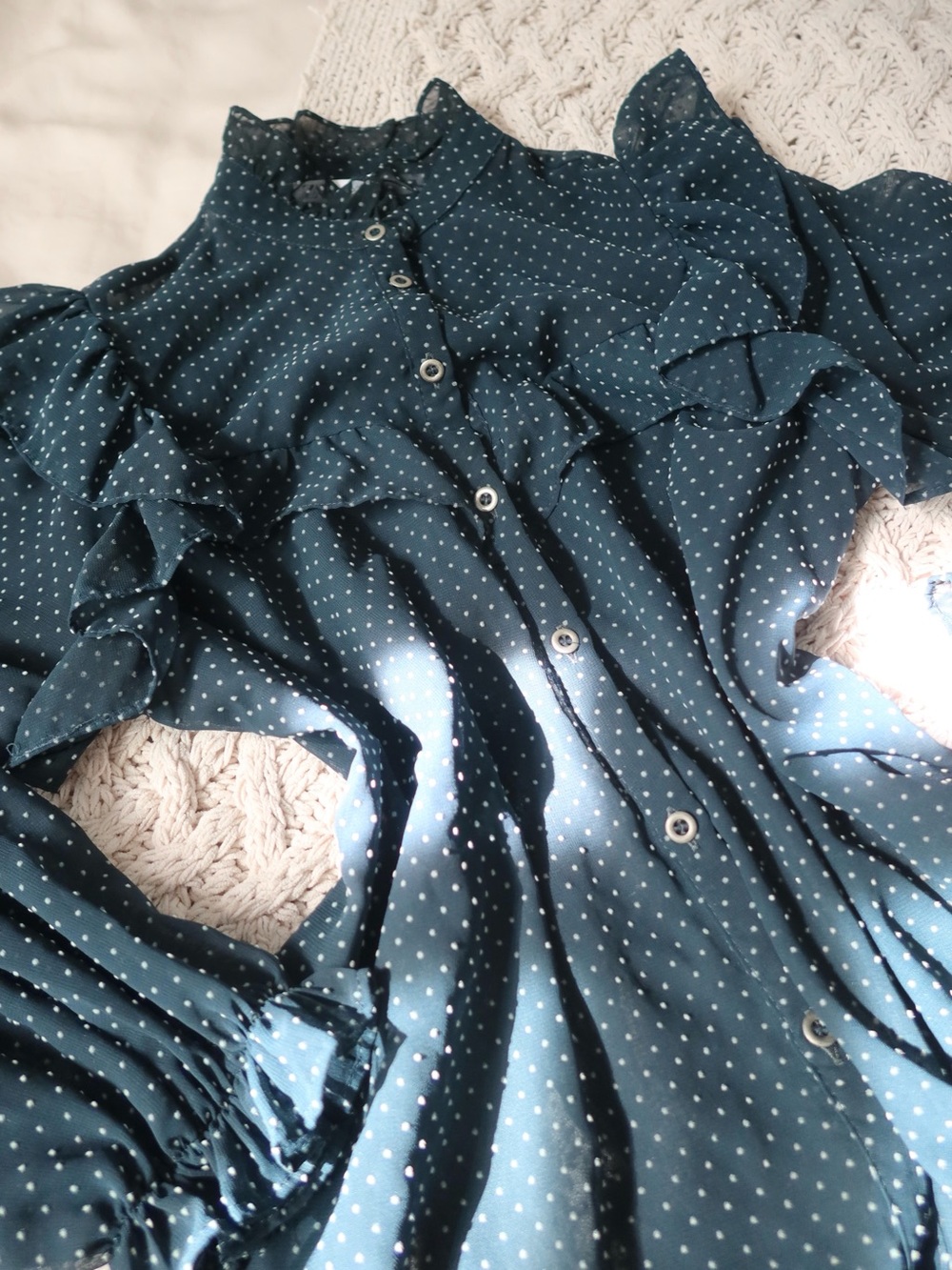 Polka Dot Ruffle Blouse - Picture 3 of 6